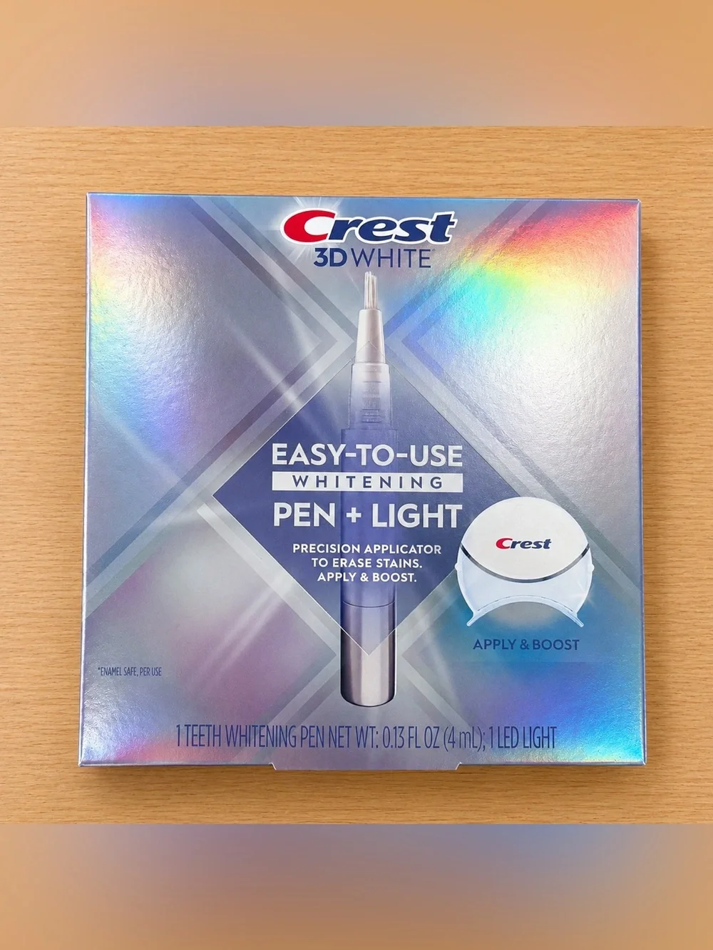 NWT Crest 3D White Easy-to-Use Teeth Whitening Pen + LED Light Kit | New Sealed